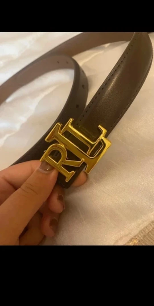 ceinture marron chocolat foncé Ralph lauren magnifique avec plaque dorée – photo 2